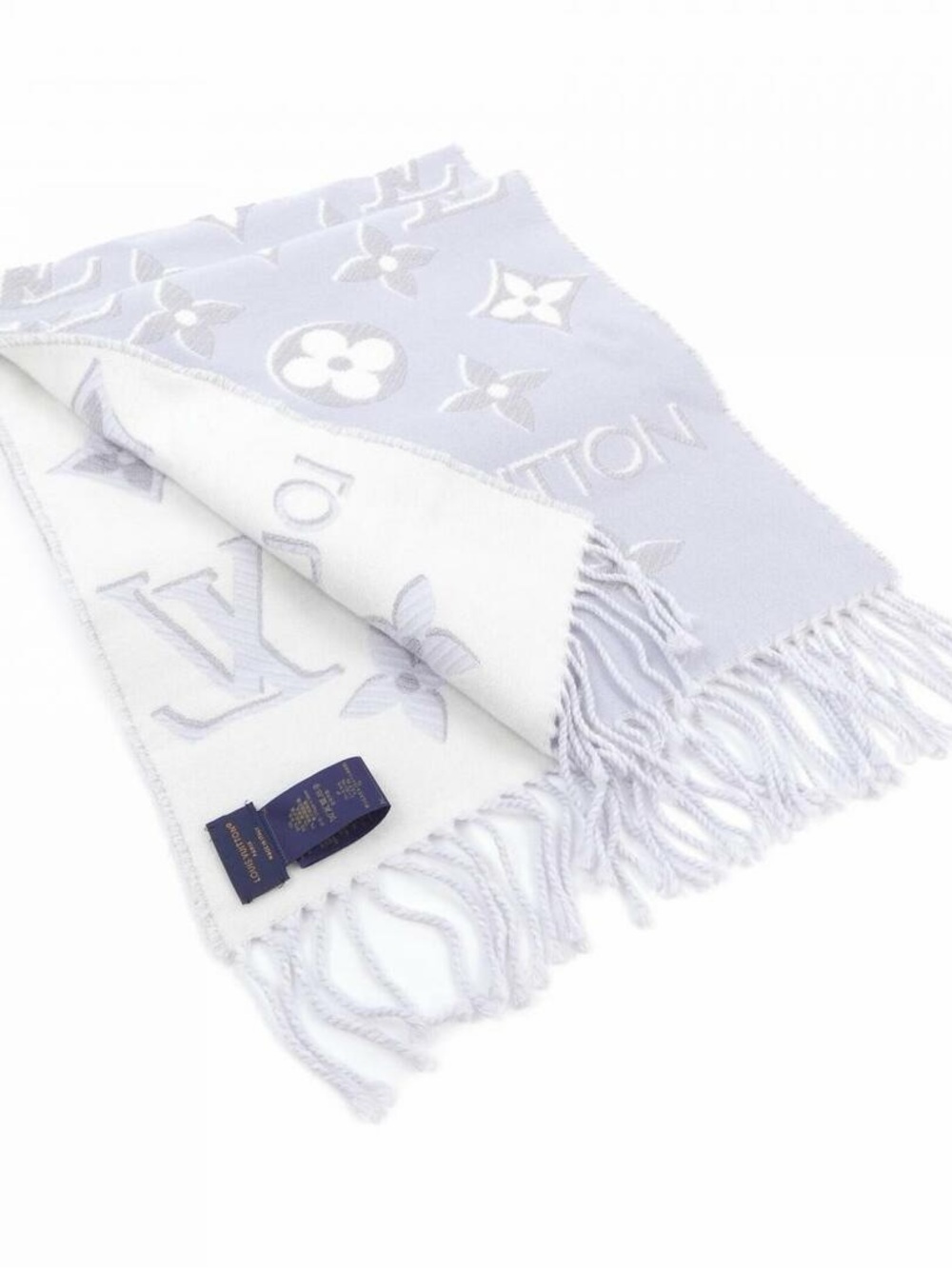 Louis Vuitton Monogram Lavender & White Fringe Scarf